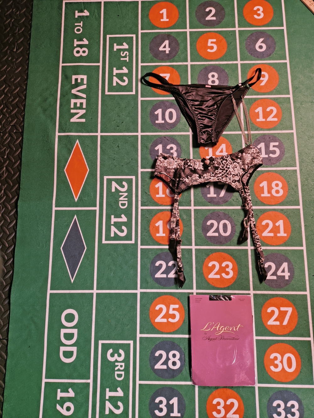 Agent Provocateur 3-Piece Lingerie Bundle Bikini Bottom Suspender Stockings